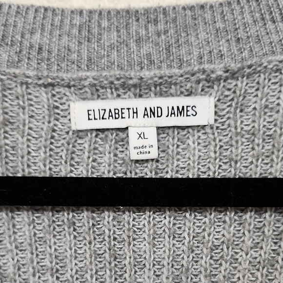 Elizabeth and James V-Neck Sweater in Gray and White - Picture 2 of 10